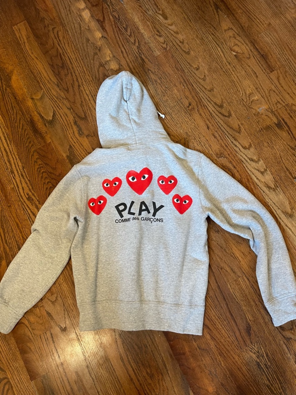 Comme des Garçons PLAY Gray Hoodie with Red Heart Logos women large  zip down